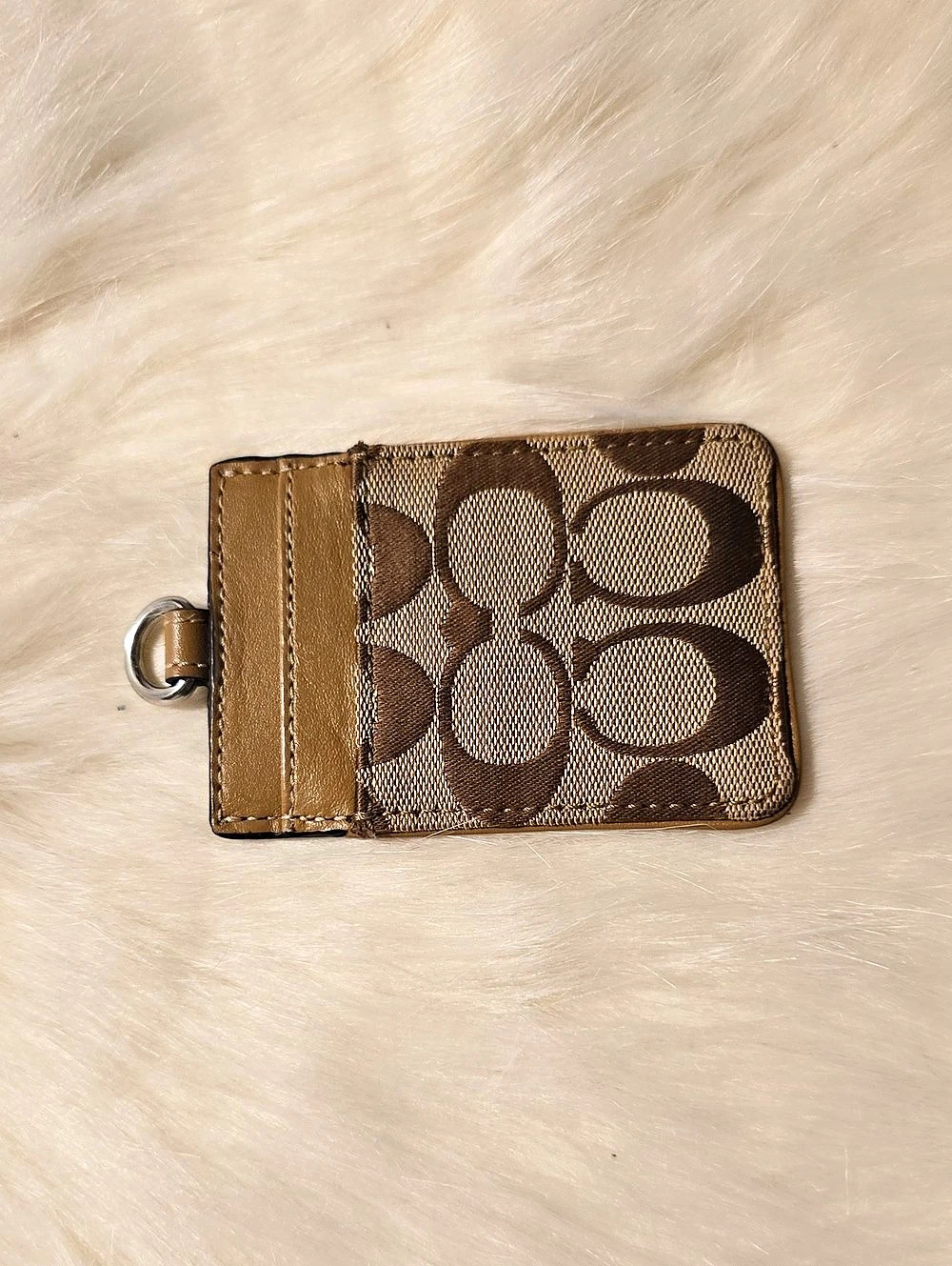 Coach ID Lanyard In Signature Canvas Brown, no strap